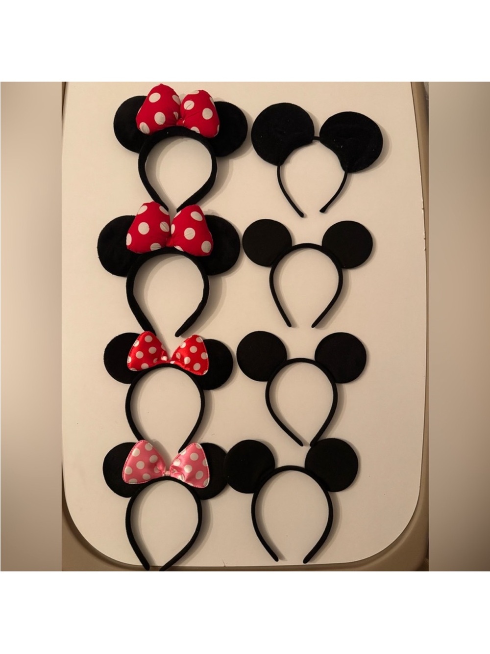 Source Unknown Black Minnie Ear Headbands with Red and Pink Polka Dot Bows